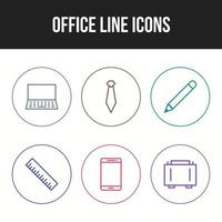 set di icone unico di icone vettoriali linea ufficio office