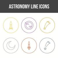 set di icone vettoriali linea di astronomia unica