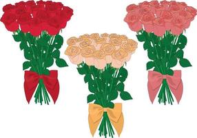 tre tipi di colore mazzi di rose illustrazione vettoriale