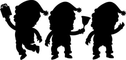 set di personaggio dei cartoni animati di Babbo Natale silhouette vettore