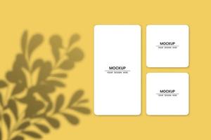 mockup di carte di carta bianca vuota con effetto di sovrapposizione ombra vettore