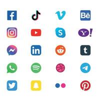 sociale media logo icone impostato vettore. Facebook instagram messaggero WhatsApp cinguettio Pinterest Youtube linkedin spotify Snapchat Tumblr vimeo skype dribblare telegramma - zurigo, Svizzera, 26.06.23. vettore