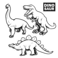 impostato di cartone animato dinosauri per colorazione libro vettore