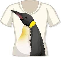 parte anteriore della t-shirt con motivo pinguino vettore