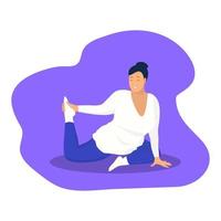 attraente plus size donna in posa yoga. illustrazione vettoriale. vettore