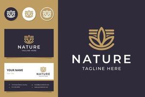 foglia natura linea arte logo design vettore