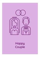 felice vita coniugale auguri cartolina con icona del glifo lineare vettore