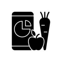 icona del glifo nero del tracker nutrizionale online. vettore