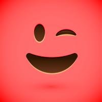 Emoticon realistico rosso faccina sorridente, illustrazione vettoriale