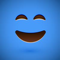 Emoticon realistico blu faccina sorridente, illustrazione vettoriale