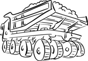 contorno scarabocchio caricato grande camion minerario vettore