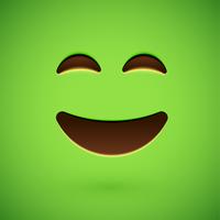 Emoticon realistico verde faccia sorridente, illustrazione vettoriale