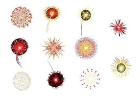 Vettori di fuochi d'artificio gialli e rossi