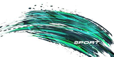 verde e blu spazzola illustrazione con mezzitoni effetto isolato su bianca sfondo. sport sfondo con grunge stile. graffiare e struttura elementi per design vettore