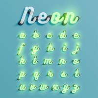 Set di caratteri al neon realistico, illustrazione vettoriale