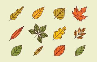 set di icone di foglie di autunno vettore