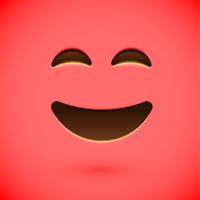 Emoticon realistico rosso faccina sorridente, illustrazione vettoriale