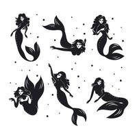 personaggio silhouette sirena vettore