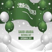 festa nazionale saudita con composizione bandiera e palloncini vettore