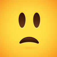 Emoticon giallo realistico davanti a uno sfondo giallo, illustrazione vettoriale