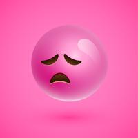 Smiley realistico emoticon rosa faccia, illustrazione vettoriale