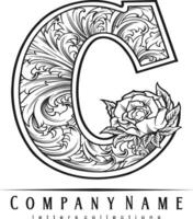 grazioso lettering c monogramma logo Vintage ▾ fiorire monocromatico vettore illustrazioni per il tuo opera logo, merce maglietta, adesivi e etichetta disegni, manifesto, saluto carte pubblicità attività commerciale