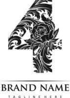 elegante fiorire lusso 4 monogramma emblema silhouette vettore illustrazioni per il tuo opera logo, merce maglietta, adesivi e etichetta disegni, manifesto, saluto carte pubblicità attività commerciale azienda