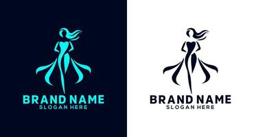 bellezza e moda logo design modello. elegante donna silhouette. vettore