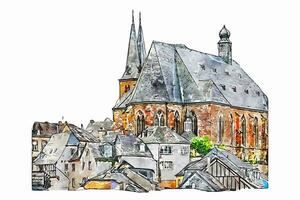 saarburg Germania acquerello mano disegnato illustrazione isolato su bianca sfondo vettore