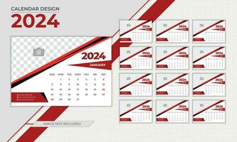 astratto e elegante scrivania calendario design 2024 vettore