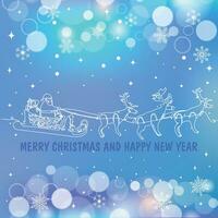 uno continuo linea disegno Santa Claus su renna e slitta. concetto per Natale e nuovo anno. vettore illustrazione
