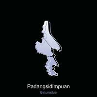 padangsidimpuan batunadua città carta geografica di nord sumatra Provincia nazionale frontiere, importante città, mondo carta geografica nazione vettore illustrazione design modello