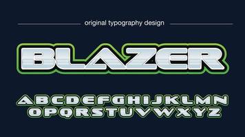 tipografia sportiva metallizzata con contorno verde vettore