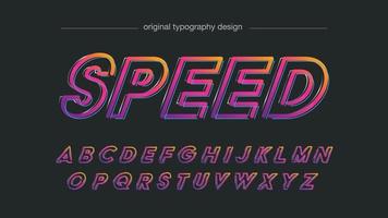 tipografia sportiva corsivo con contorno colorato al neon vettore