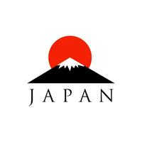 montagna con crescente sole giapponese logo vettore illustrazione. montare fuji logo vettore isolato. illustrazione di montare fuji, Giappone. migliore montare fuji logo nel elegante stile. montagna Fujiyama .