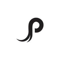 lettera p curve geometrico flusso design logo vettore