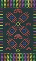 ikat colorato ricamo su nero sfondo. geometrico moderno orientale modello scandinavo. azteco stile vettore