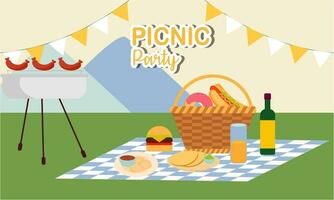 picnic festa celebrazione scena illustrazione vettore