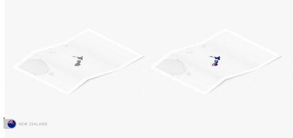 impostato di Due realistico carta geografica di nuovo Zelanda con ombra. il bandiera e carta geografica di nuovo Zelanda nel isometrico stile. vettore