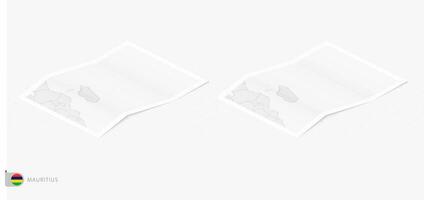 impostato di Due realistico carta geografica di mauritius con ombra. il bandiera e carta geografica di mauritius nel isometrico stile. vettore