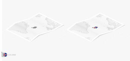 impostato di Due realistico carta geografica di Islanda con ombra. il bandiera e carta geografica di Islanda nel isometrico stile. vettore