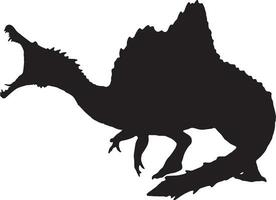 Spinosaurus nero silhouette isolato sfondo vettore