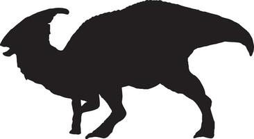 Parasaurolophus nero silhouette isolato sfondo vettore