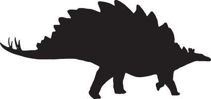 stegosauro nero silhouette isolato sfondo vettore