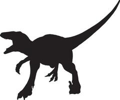 velociraptor nero silhouette isolato sfondo vettore