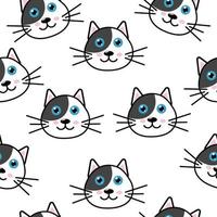 simpatico cartone animato gattino testa di gatto seamless pattern.eps vettore