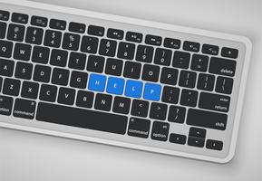 Le lettere sulla tastiera formano una parola, illustrazione di vettore