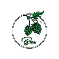 mestiere birra logo vettore illustrazione luppolo emblema design