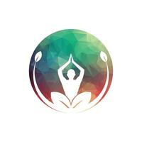 stock di disegno del logo di yoga. meditazione umana nell'illustrazione vettoriale del fiore di loto