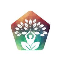 stock di disegno del logo di yoga. meditazione umana nell'illustrazione vettoriale del fiore di loto